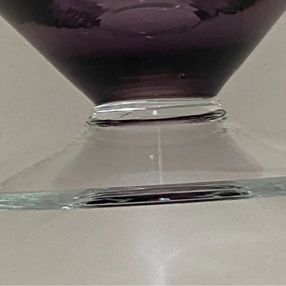 Crate&Barrel Purple Crystal Glass Footed Candy Dish Home Decor Accent NW…